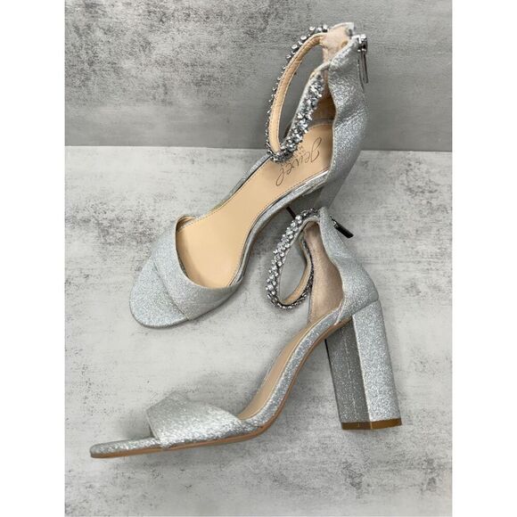Badgley Mischka Jewel Sandals Womens Size‎ 7 Silver Ankle Strap Embellished - Picture 5 of 12